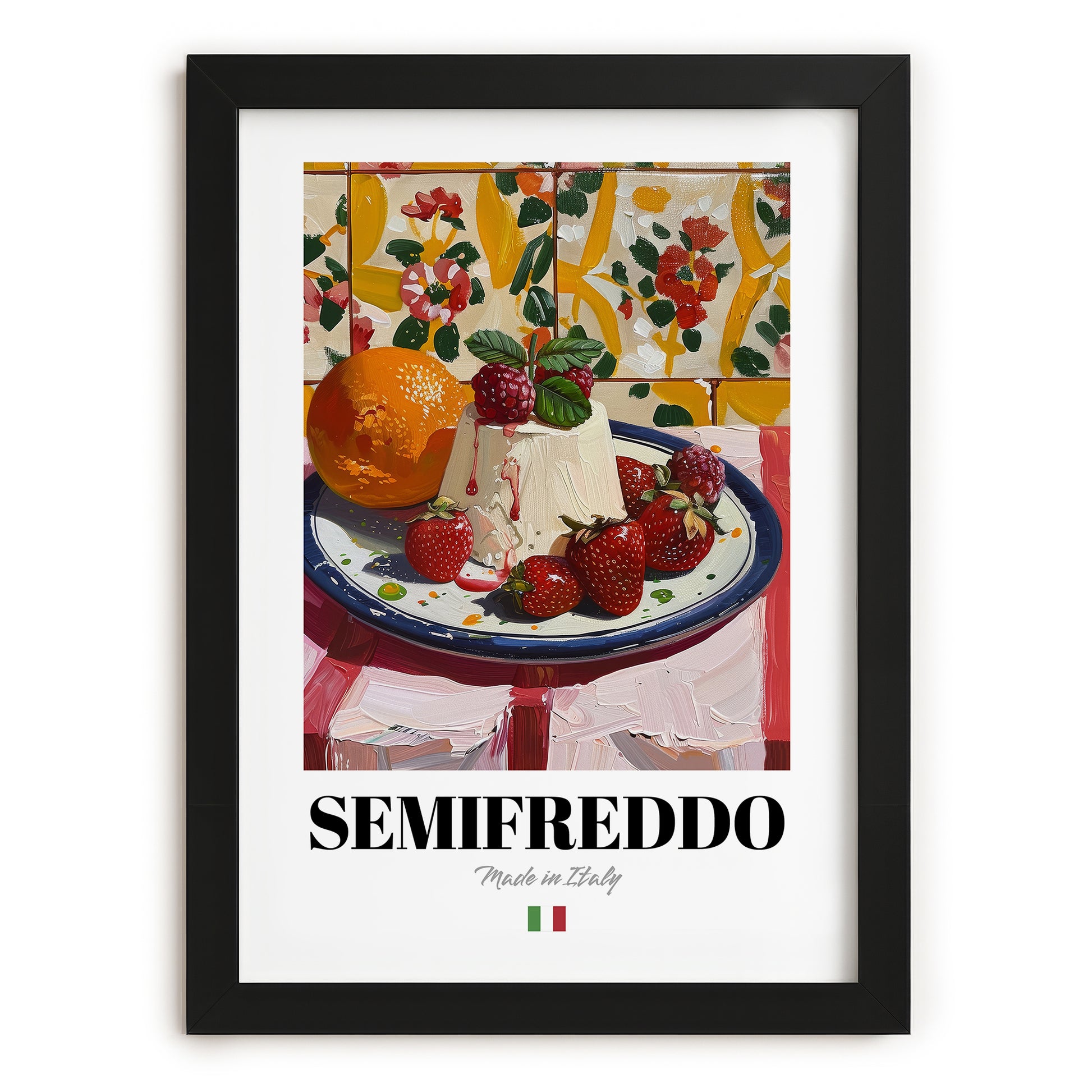 Semifreddo – Italian Dessert Dish, Café Poster, in sleek black frame