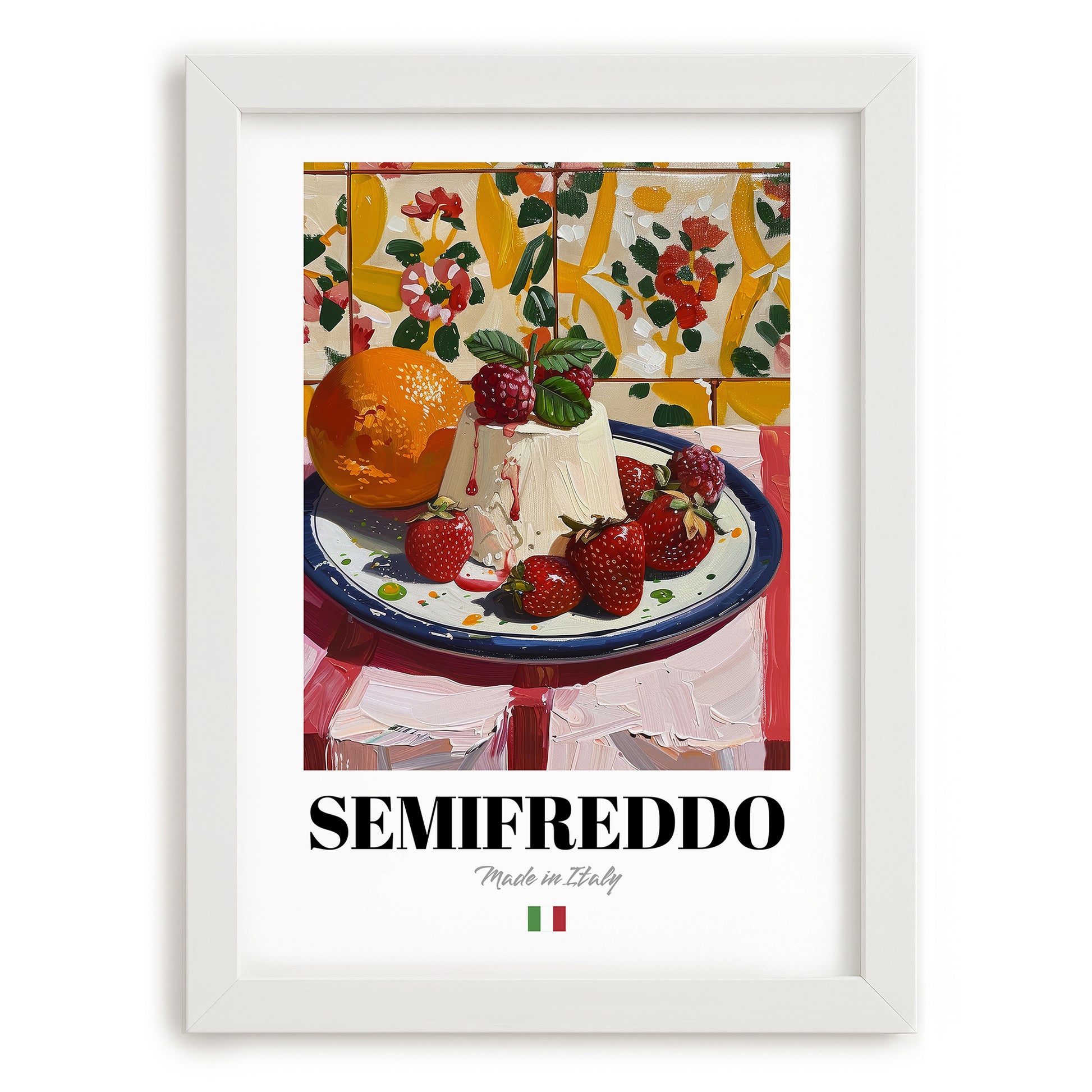 Semifreddo – Italian Dessert Dish, Café Poster, placed in minimal white frame