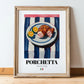Porchetta – Italian Meat Dish, Brasserie Poster, in wooden frame leaning on the floor