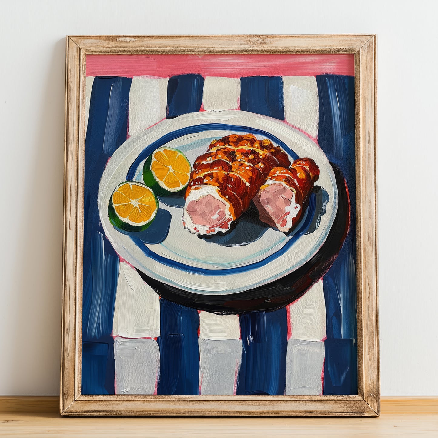 Porchetta – Italian Meat Dish, Brasserie Poster, no-text version framed in wood