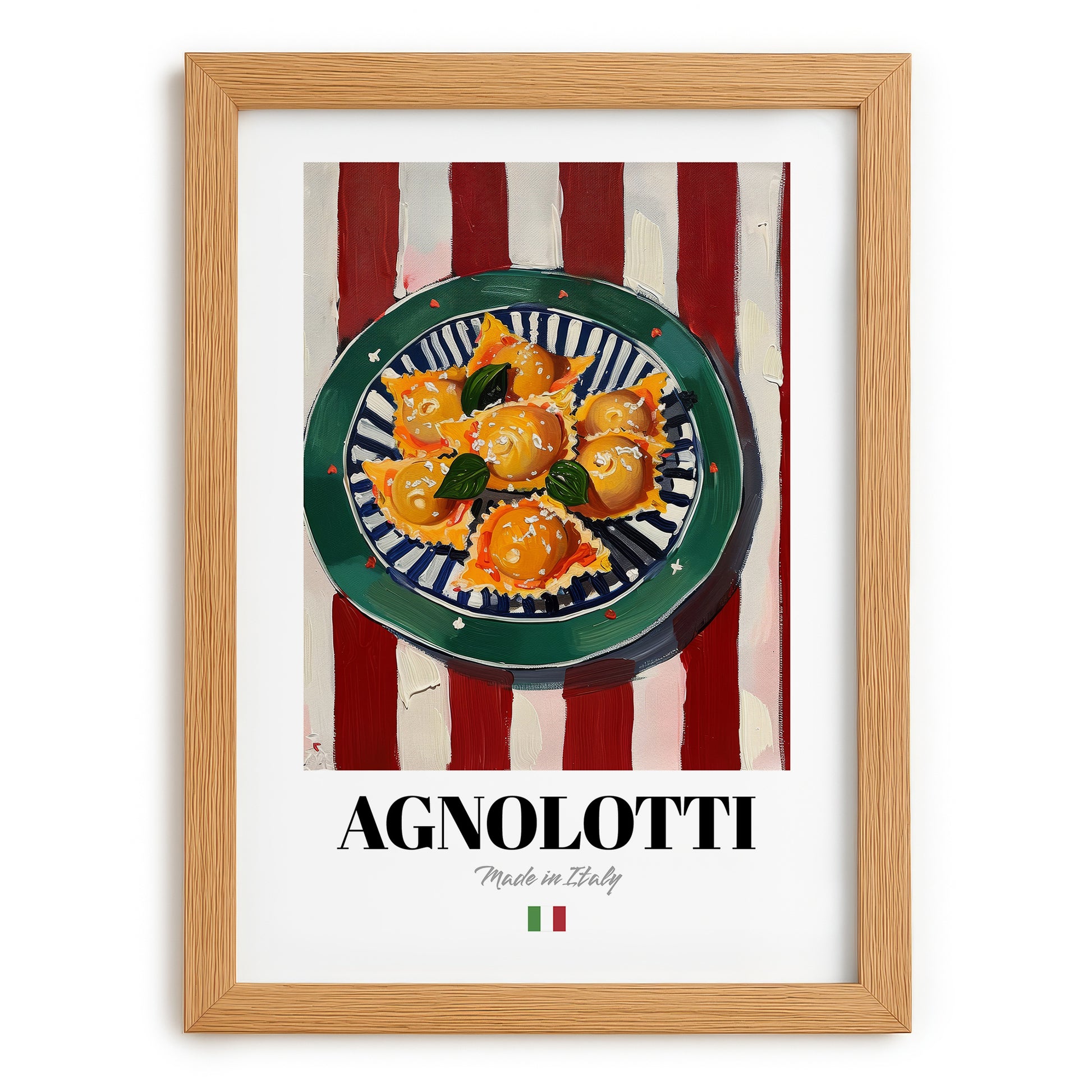Agnolotti – Italian Pasta, Ristorante Wall Art, set in oak frame