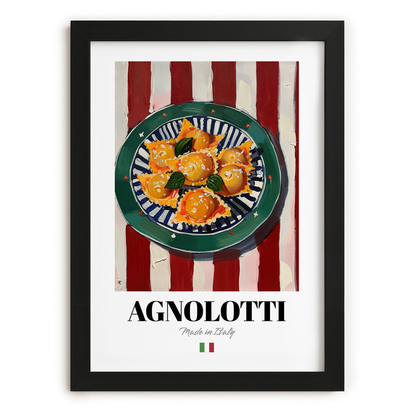 Agnolotti – Italian Pasta, Ristorante Wall Art, in sleek black frame