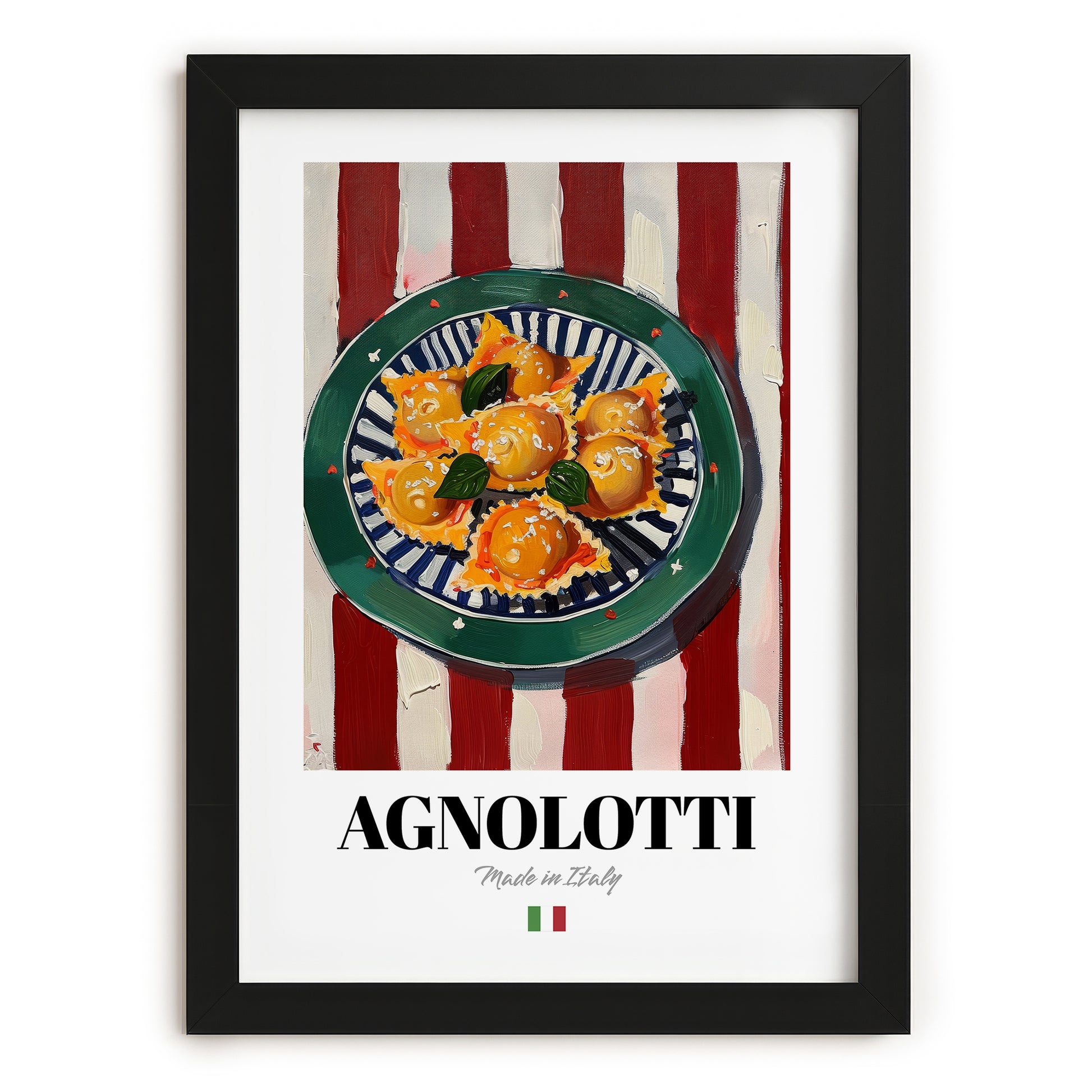 Agnolotti – Italian Pasta, Ristorante Wall Art, in sleek black frame