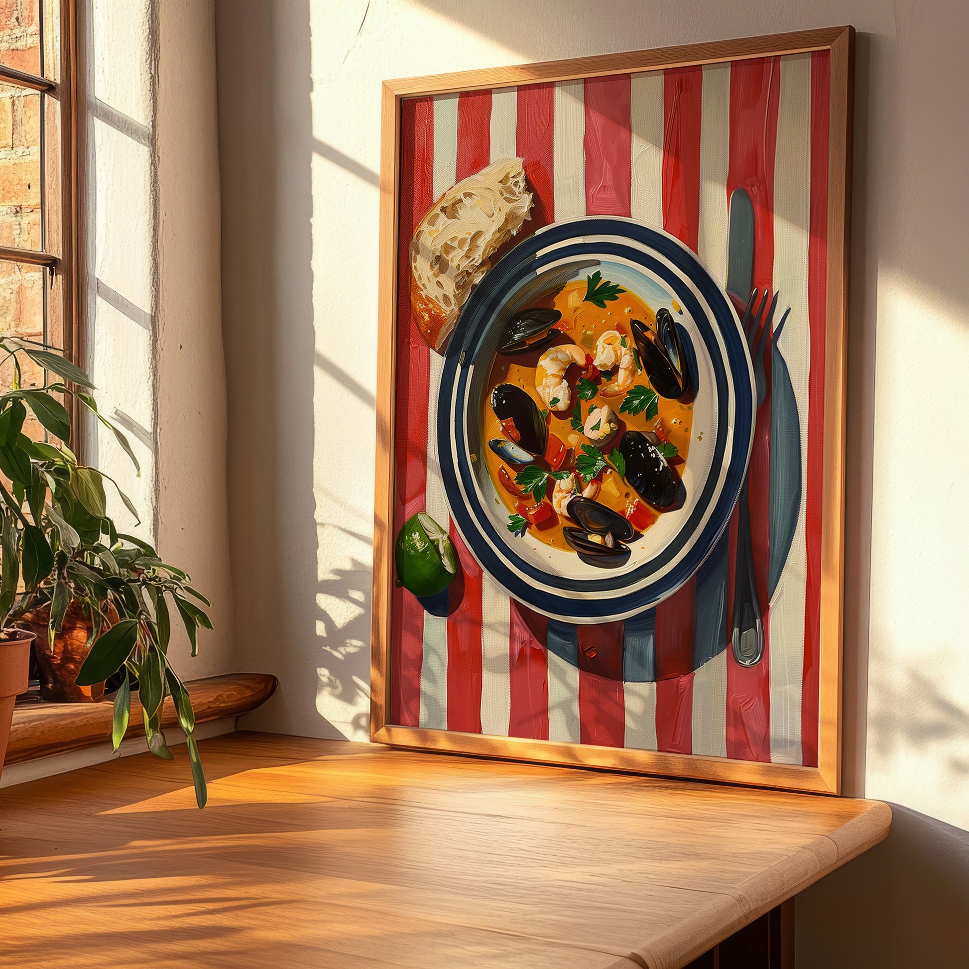 Cioppino – Italian Soup Dish, Fine Dining Restaurant Still Life, clean layout with no caption