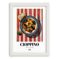 Cioppino – Italian Soup Dish, Fine Dining Restaurant Still Life, placed in minimal white frame