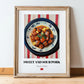Sweet and Sour Pork – on Striped Tablecloth, Chinese Food Print, in wooden frame leaning on the floor