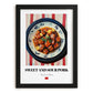 Sweet and Sour Pork – on Striped Tablecloth, Chinese Food Print, in sleek black frame