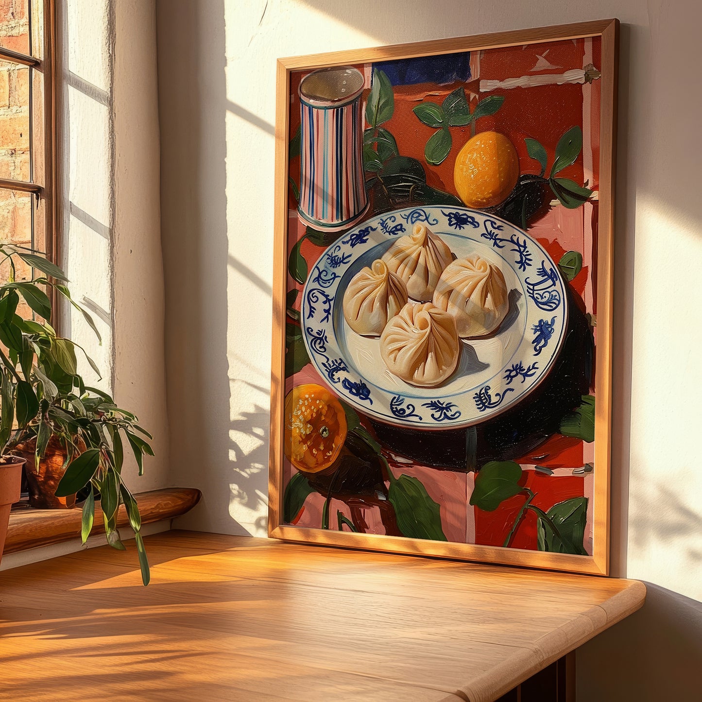Xiao Long Bao – Colorful Oil Painting, Chinese Food Wall Decor, clean layout with no caption