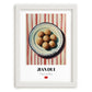 Jiān Dùi (Sesame Balls) – on Striped Tablecloth, Chinese Dessert Wall Decor, placed in minimal white frame