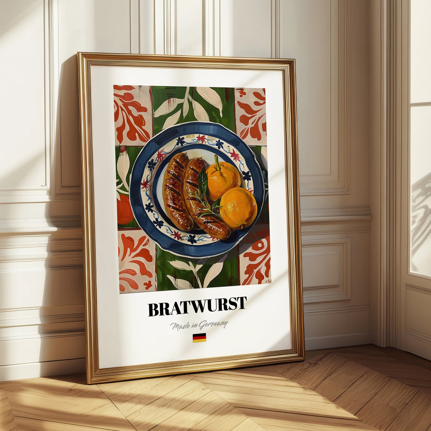 Bratwurst – Colorful Oil Painting, German Food Illustration