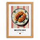 Bratwurst – on Striped Tablecloth, German Food Painting, set in oak frame