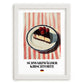 Schwarzwälder Kirschtorte – on Striped Tablecloth, German Dessert Art, placed in minimal white frame