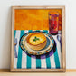 Crema Catalana – Oil Painting, Spanish Dessert Illustration, no-text version framed in wood