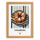 Ensaimada – on Striped Tablecloth, Spanish Pastry Illustration, set in oak frame