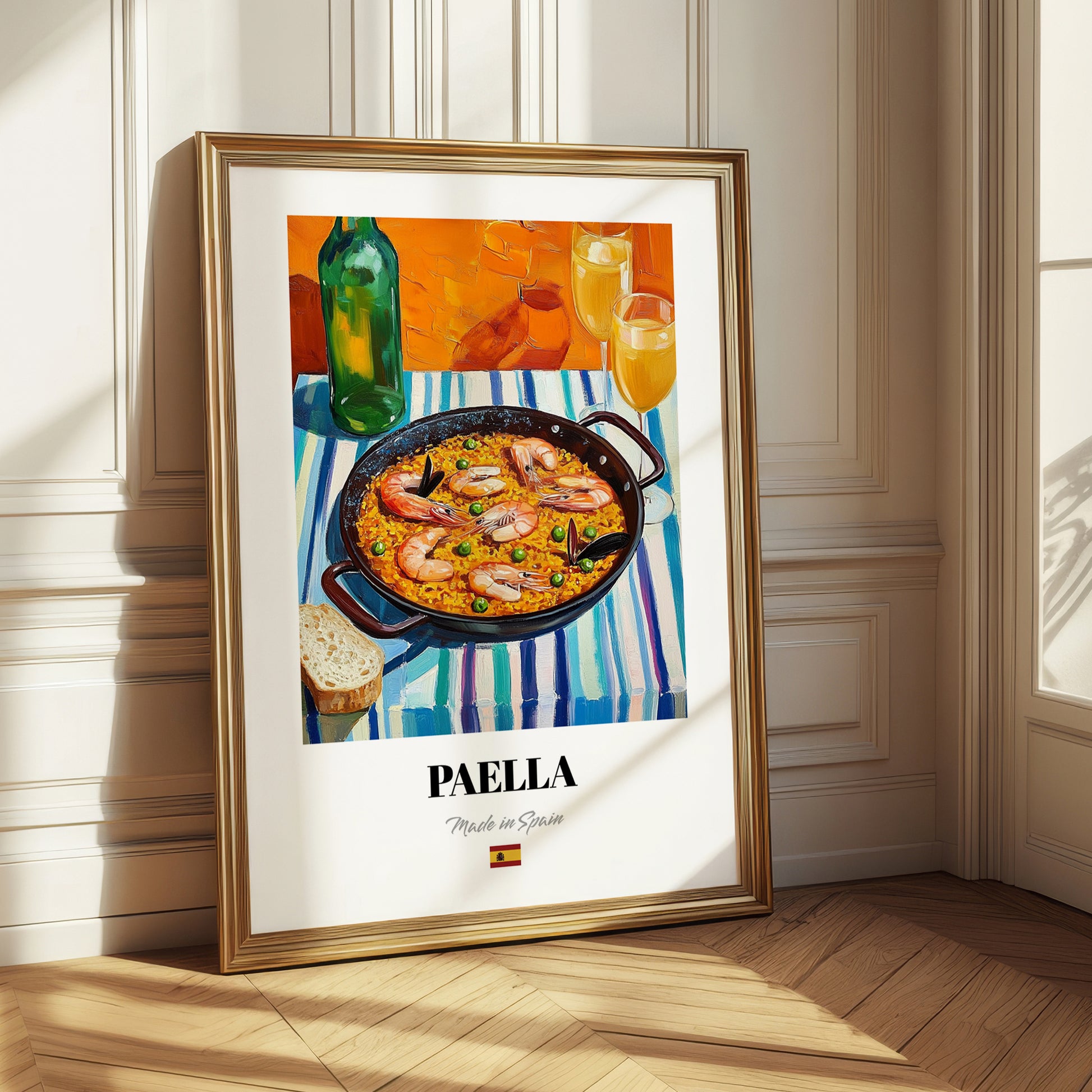 Paella – Colorful Oil Painting, Spanish Food Poster