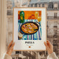 Paella – Colorful Oil Painting, Spanish Food Poster, styled in a charming Paris street view