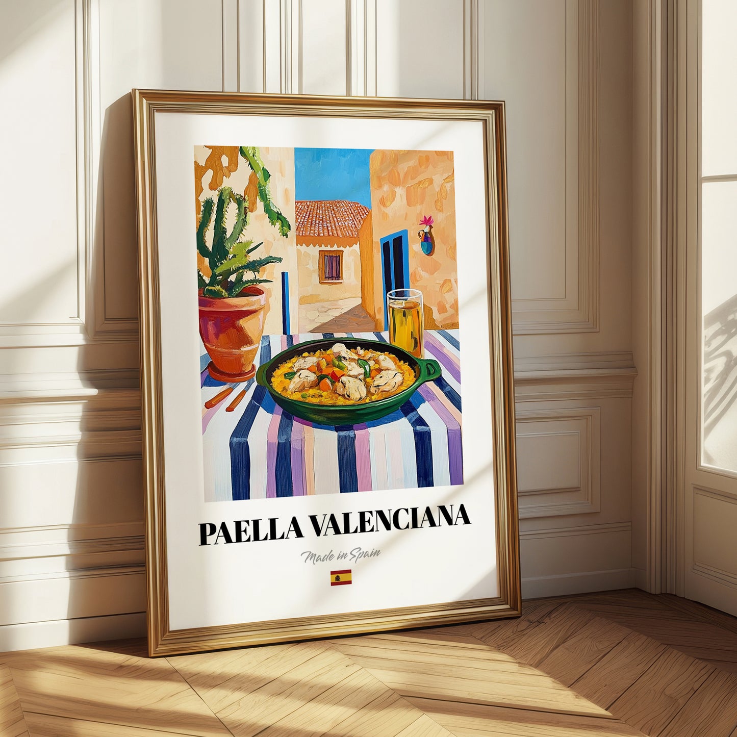 Paella Valenciana  Valencian Village Street Café Scene, Spanish Food Still Life