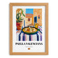 Paella Valenciana  Valencian Village Street Café Scene, Spanish Food Still Life, set in oak frame