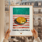 Tortilla Española – on Striped Tablecloth, Spanish Food Wall Decor, styled in a charming Paris street view