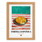 Tortilla Española – on Striped Tablecloth, Spanish Food Wall Decor, set in oak frame