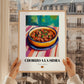 Chorizo a la Sidra – Art, Spanish Food Painting, styled in a charming Paris street view