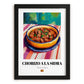 Chorizo a la Sidra – Art, Spanish Food Painting, in sleek black frame