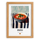 Pisto – on Striped Tablecloth, Spanish Food Painting, set in oak frame