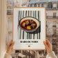 Rabo de Toro – on Striped Tablecloth, Spanish Food Painting, styled in a charming Paris street view