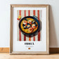 Fideuà – on Striped Tablecloth, Spanish Pasta Wall Print, in wooden frame leaning on the floor
