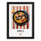 Fideuà – on Striped Tablecloth, Spanish Pasta Wall Print, in sleek black frame