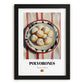Polvorones – on Striped Tablecloth, Spanish Dessert Wall Art, in sleek black frame