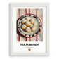 Polvorones – on Striped Tablecloth, Spanish Dessert Wall Art, placed in minimal white frame