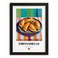 Empanadillas – Colorful Oil Painting, Spanish Pastry Illustration, in sleek black frame
