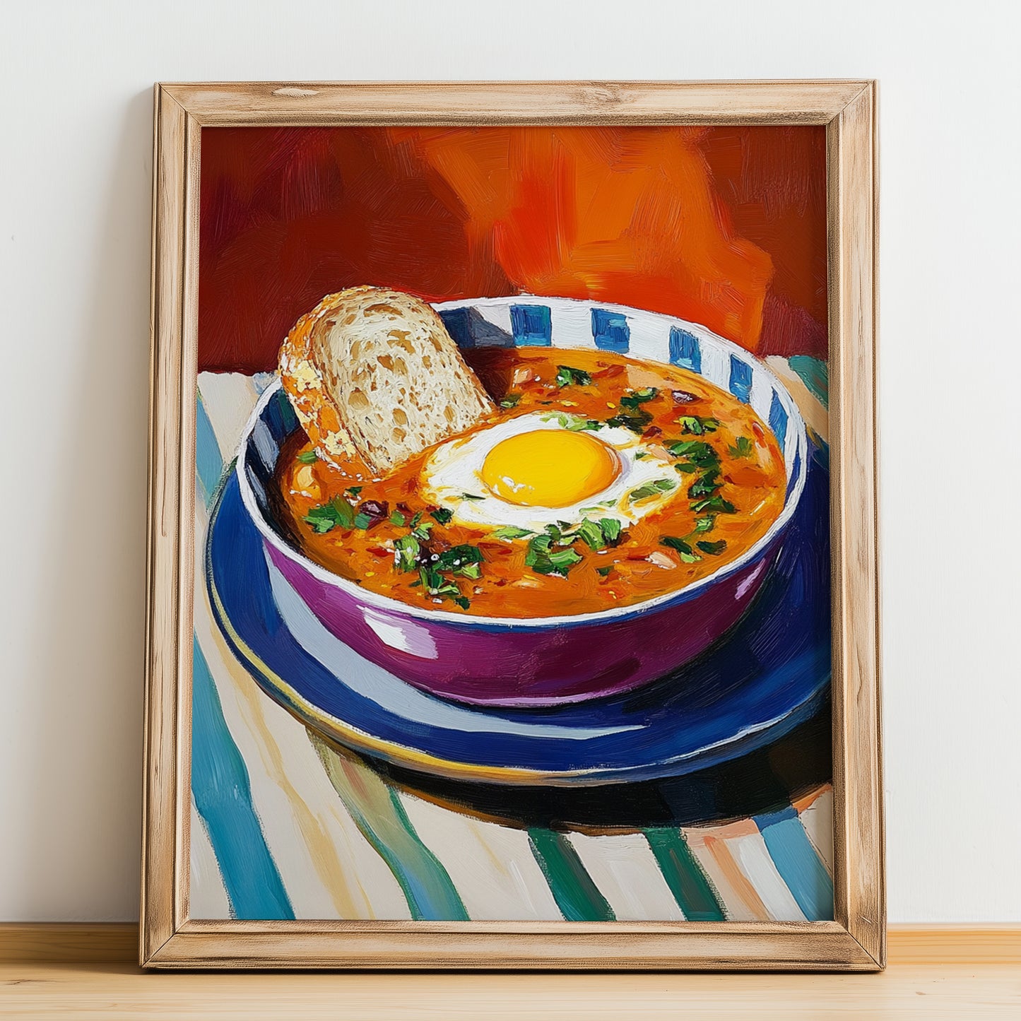 Sopa de Ajo – Art, Spanish Food Poster, no-text version framed in wood
