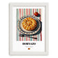 Hornazo – on Striped Tablecloth, Spanish Food Wall Decor, placed in minimal white frame