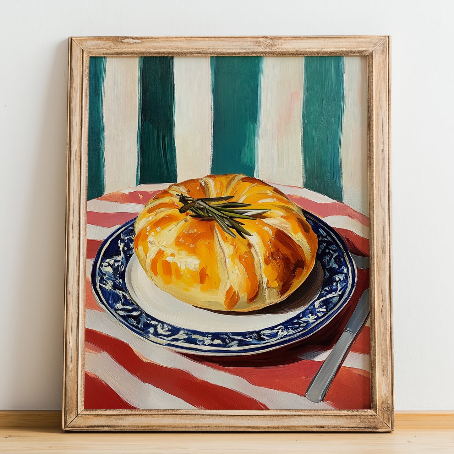 Hornazo – Colorful Oil Painting, Spanish Food Still Life, no-text version framed in wood