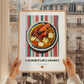 Caldereta de Langosta – on Striped Tablecloth, Spanish Food Painting, styled in a charming Paris street view