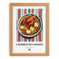 Caldereta de Langosta – on Striped Tablecloth, Spanish Food Painting, set in oak frame