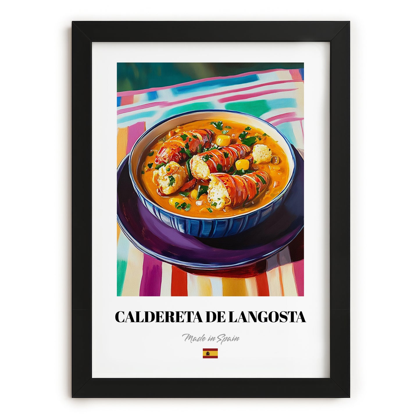 Caldereta de Langosta – Art, Spanish Food Poster, in sleek black frame
