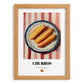 Churros – on Striped Tablecloth, Spanish Dessert Still Life, set in oak frame