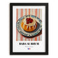Baba au Rhum – on Striped Tablecloth, French French Dessert Still Life, in sleek black frame