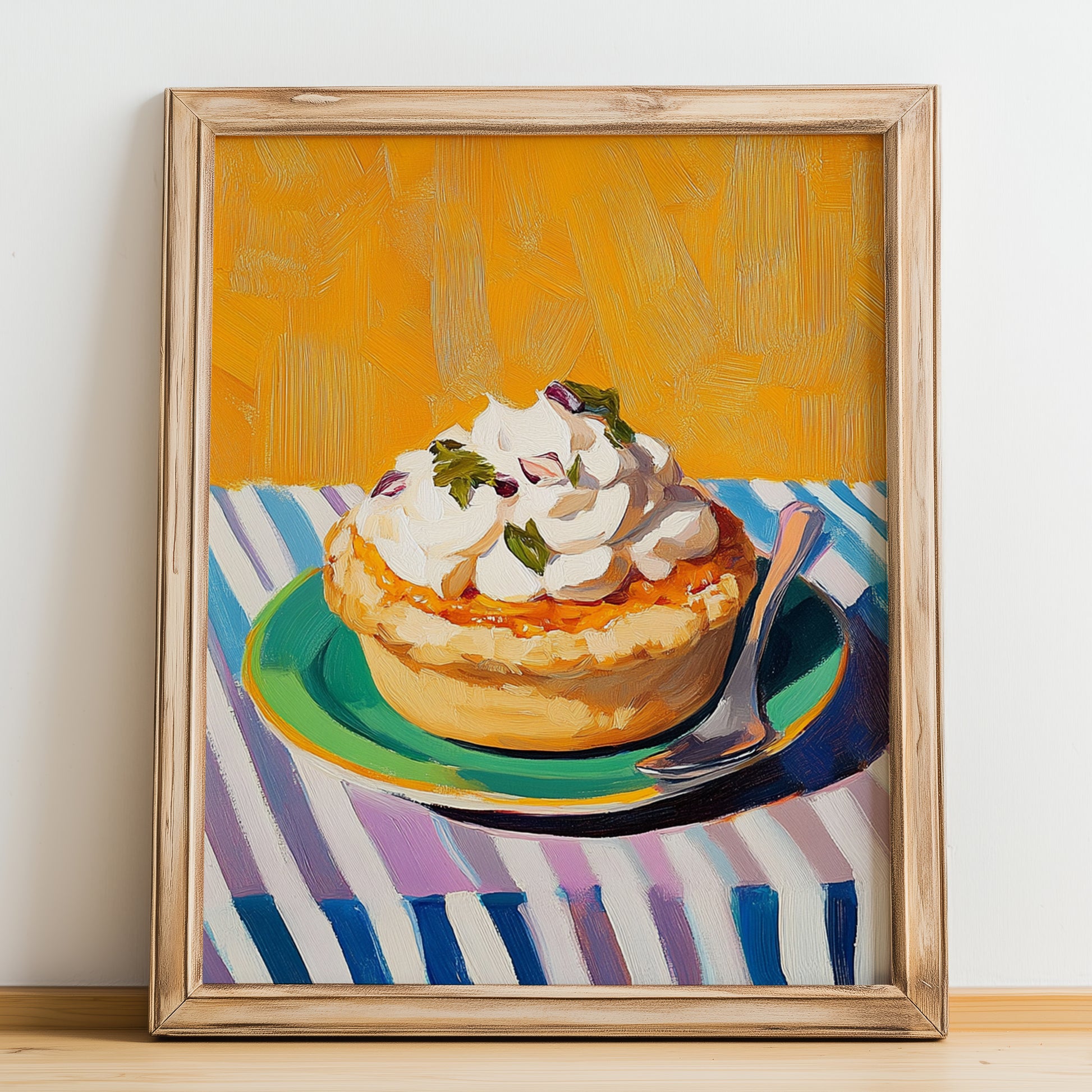 Mont-Blanc – Colorful Oil Painting, French French Dessert Poster, no-text version framed in wood