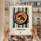 Cassoulet – on Striped Tablecloth, French Food Painting, styled in a charming Paris street view