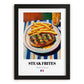 Steak Frites – Oil Painting, French Food Illustration, in sleek black frame