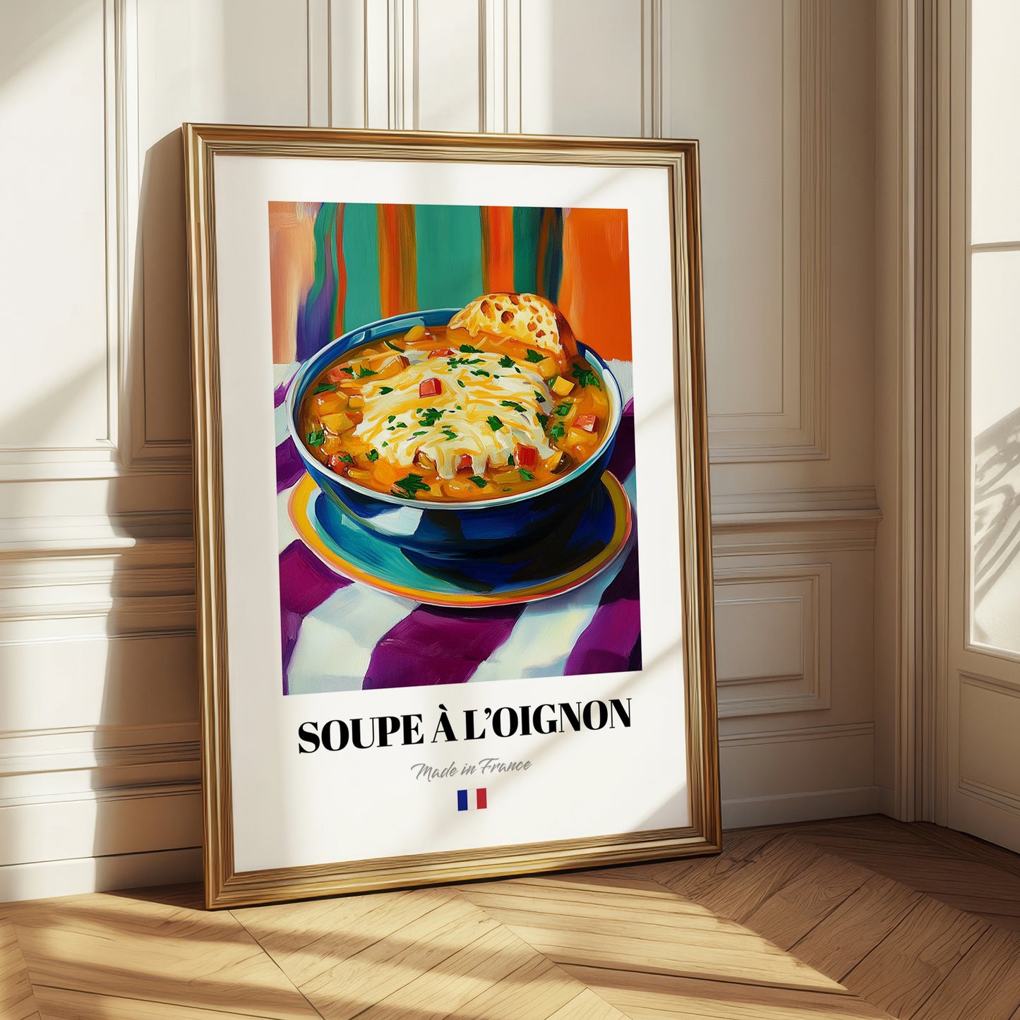 Soupe à l’Oignon – Colorful Oil Painting, French Food Poster