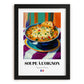 Soupe à l’Oignon – Colorful Oil Painting, French Food Poster, in sleek black frame