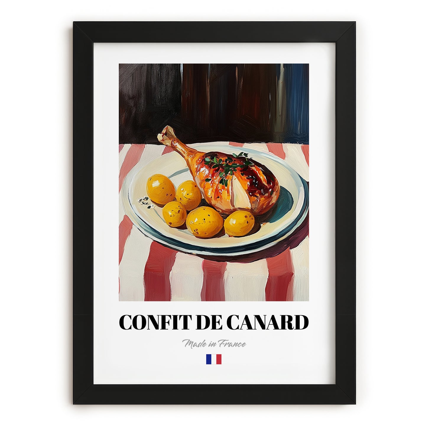 Confit de Canard – Art, French Food Poster, in sleek black frame
