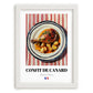 Confit de Canard – on Striped Tablecloth, French Food Illustration, placed in minimal white frame