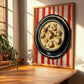 Blanquette de Veau – on Striped Tablecloth, French Food Illustration, clean layout with no caption