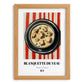 Blanquette de Veau – on Striped Tablecloth, French Food Illustration, set in oak frame